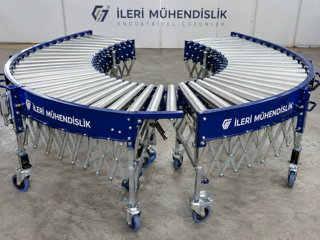 Koli taşıma akordiyon rulolu konveyör