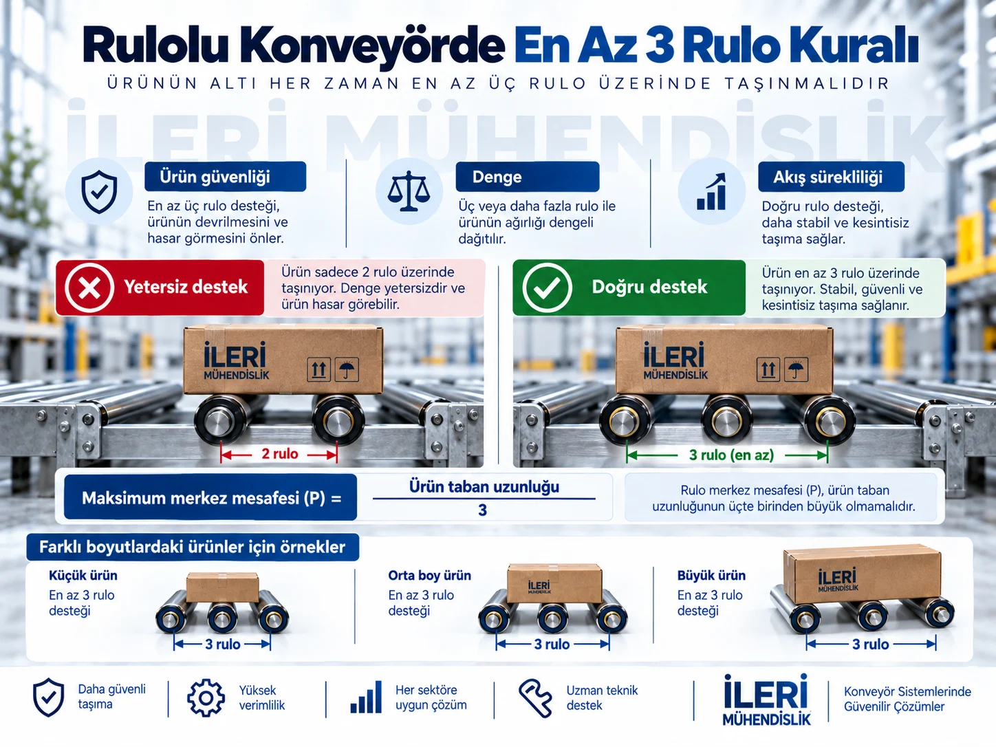 Rulolu Konveyorlerde 3 rulo kuralı